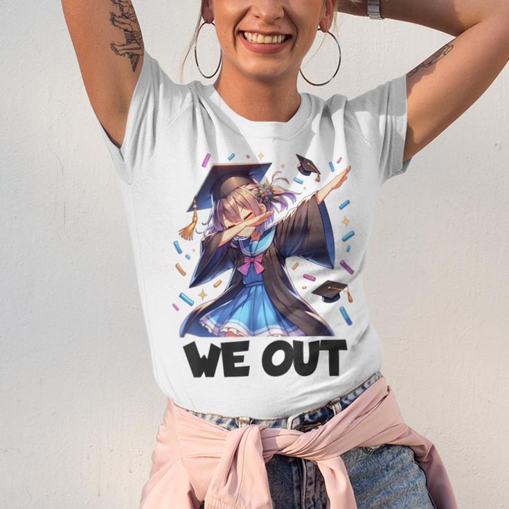We Out Graduate Dabbing Anime Girl Grad Graduation Unisex Jersey T-Shirt