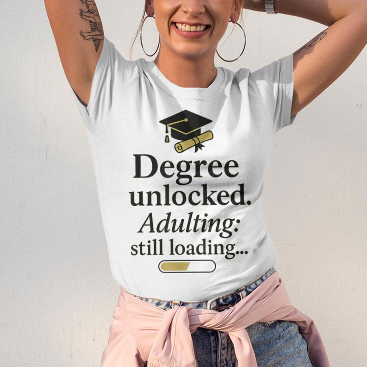 Graduation 2025 Degree Unlocked Adulting Still Loading Unisex Jersey T-Shirt