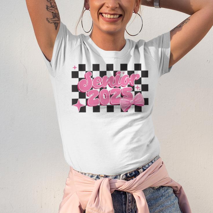 Groovy Senior Class Of 2026 Coquette Pink Bow Graduation Unisex Jersey T-Shirt