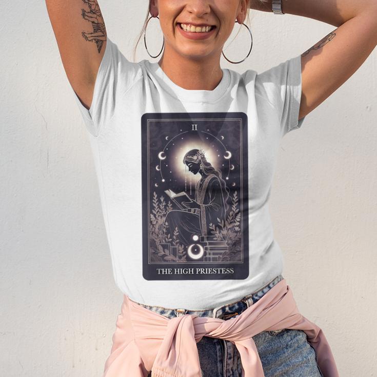 High Priestess Tarot Art Celestial Mystic Book Lover Unisex Jersey T-Shirt High Priestess Tarot Art Celestial Mystic Book Lover Unisex Jersey T-Shirt