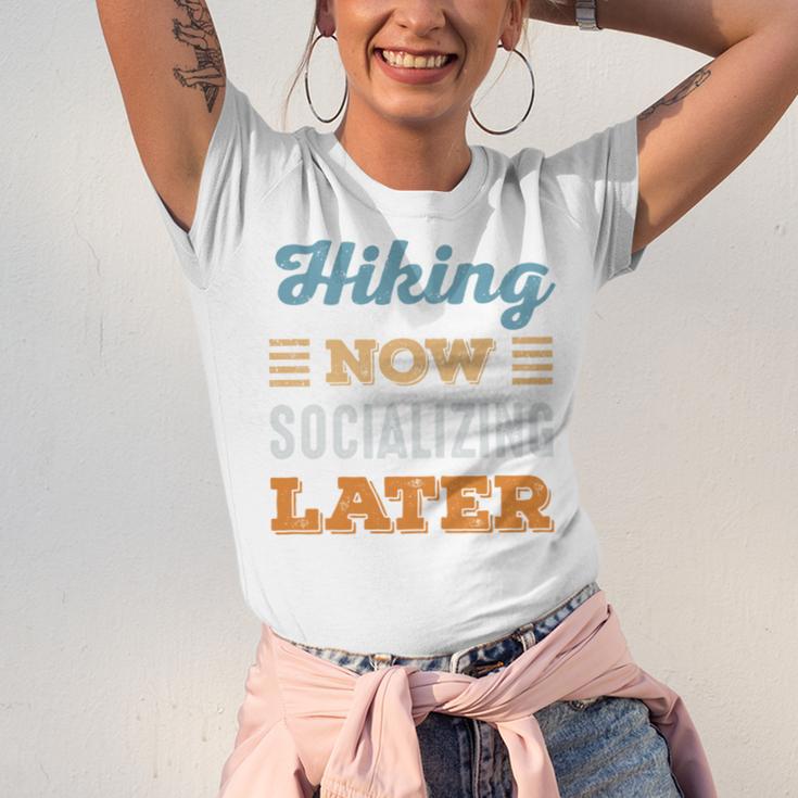 Hiking Now Minimal Socializing Introvert Vintage Unisex Jersey T-Shirt Hiking Now Minimal Socializing Introvert Vintage Unisex Jersey T-Shirt