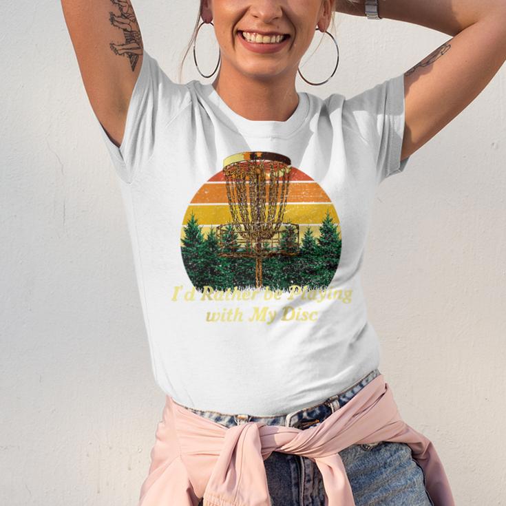 Id Rather Be Playing With My Disc Introvert Disc Golf Raglan Baseball Tee Unisex Jersey T-Shirt