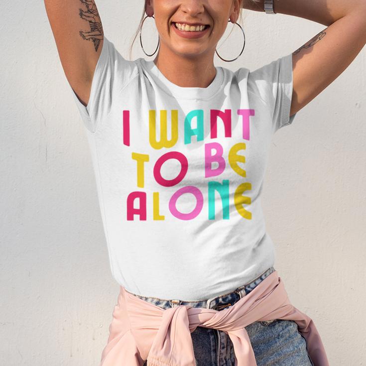 Introvert I Want To Be Alone Retro Wavy Unisex Jersey T-Shirt