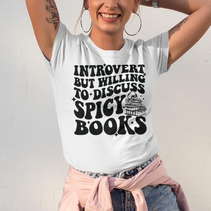 Introvert But Willing To Discuss Spicy Books Unisex Jersey T-Shirt Introvert But Willing To Discuss Spicy Books Unisex Jersey T-Shirt