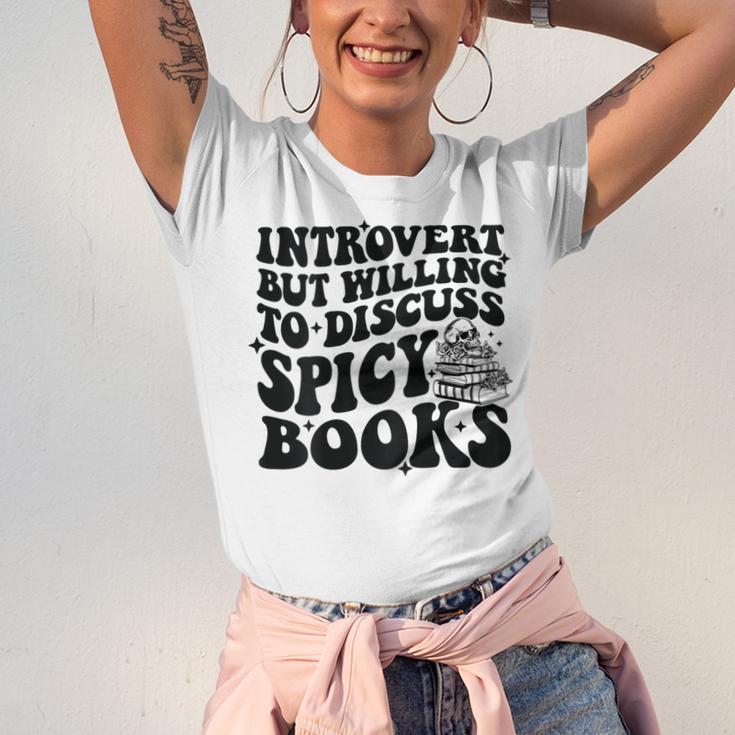Introvert But Willing To Discuss Spicy Books Unisex Jersey T-Shirt Introvert But Willing To Discuss Spicy Books Unisex Jersey T-Shirt