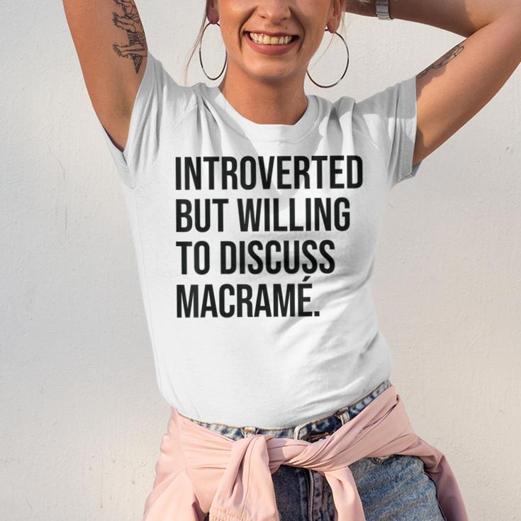 Introverted Macramé Knotter Macrame Introvert Unisex Jersey T-Shirt Introverted Macramé Knotter Macrame Introvert Unisex Jersey T-Shirt