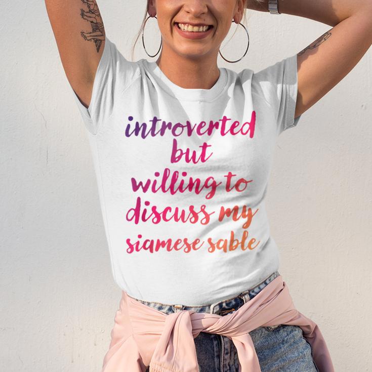 Introverted Willing To Discuss Siamese Sable Introvert Unisex Jersey T-Shirt