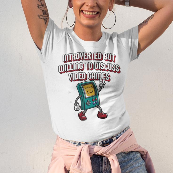 Introverted But Willing To Discuss Video Games Introvert Raglan Baseball Tee Unisex Jersey T-Shirt Introverted But Willing To Discuss Video Games Introvert Raglan Baseball Tee Unisex Jersey T-Shirt