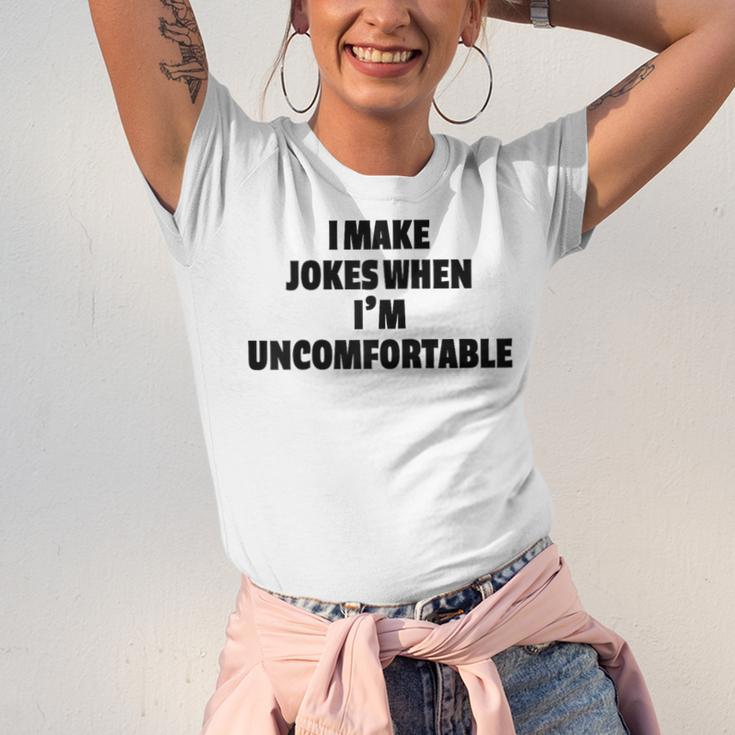 I Make Jokes When Im Uncomfortable Sarcastic Introvert Raglan Baseball Tee Unisex Jersey T-Shirt