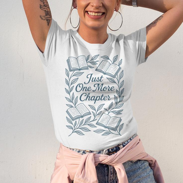 Just One More Chapter Blue Book Lover Reading Quote Unisex Jersey T-Shirt