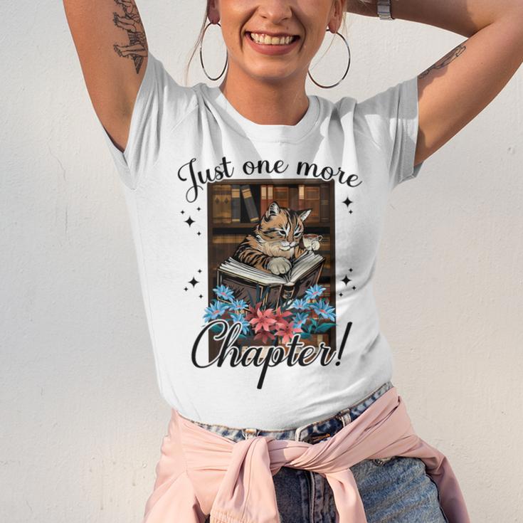 Just One More Chapter Cat Reading Books Coffee Lovers Premium Tri-Blend Unisex Jersey T-Shirt