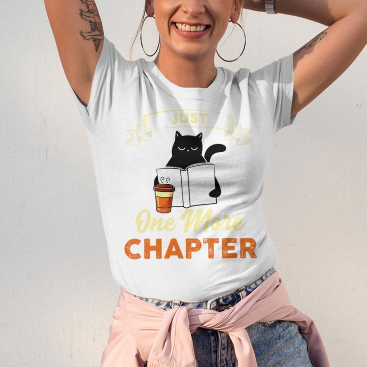 Just One More Chapter Fun Cat Coffee Reading Book Premium Tri-Blend Unisex Jersey T-Shirt