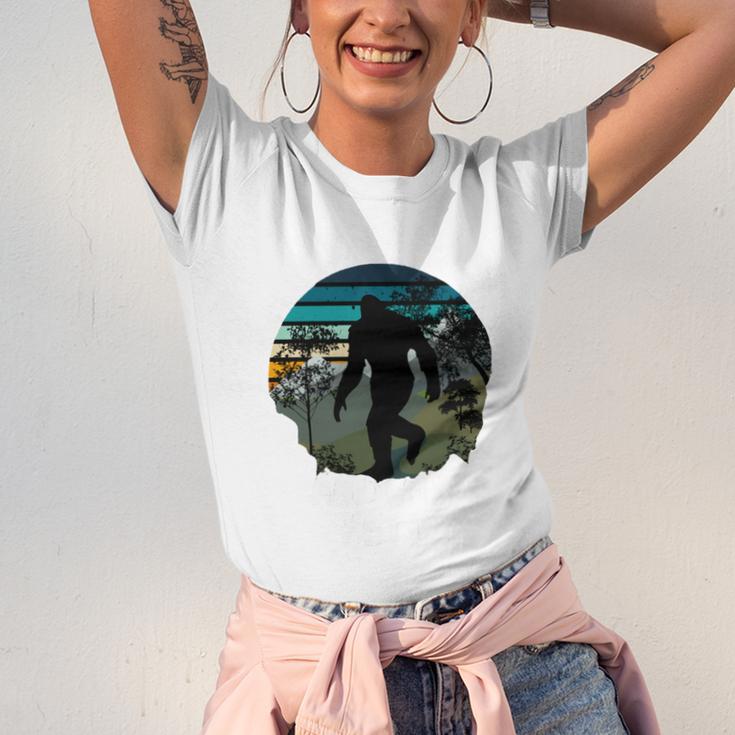Just Me And My Yeti Retro Sunset Mountain Hiking Introvert Unisex Jersey T-Shirt