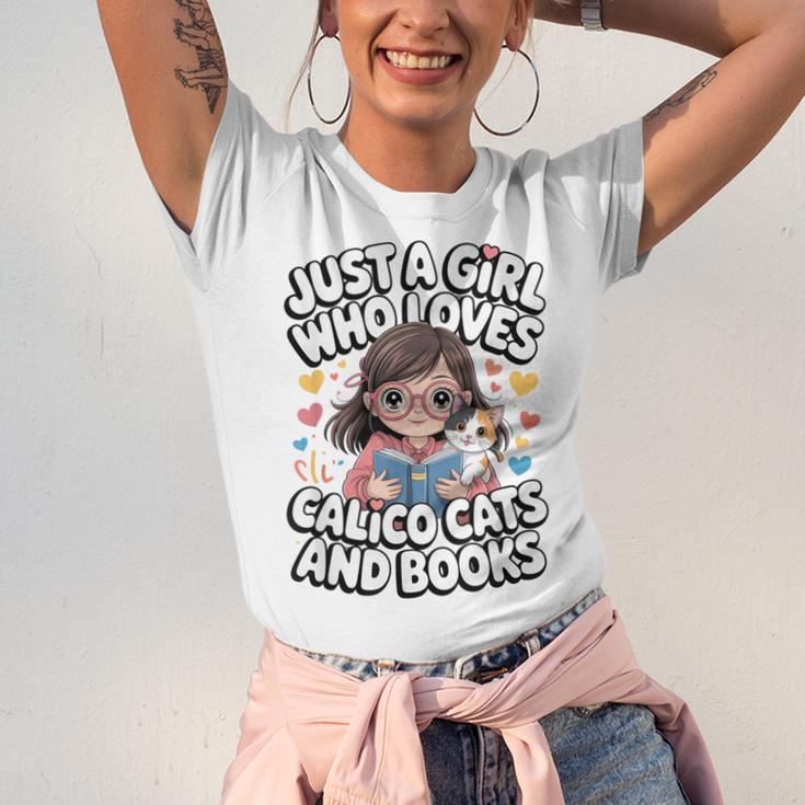 Kawaii Cat And Books Just A Girl Who Loves Both Unisex Jersey T-Shirt