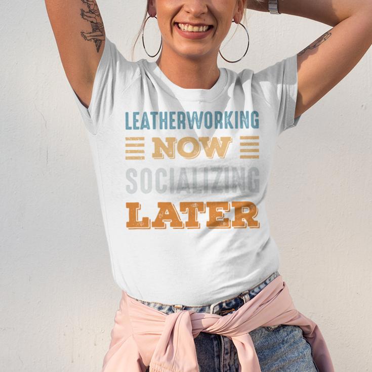 Leatherworking Now Minimal Socializing Introvert Vintage Unisex Jersey T-Shirt Leatherworking Now Minimal Socializing Introvert Vintage Unisex Jersey T-Shirt
