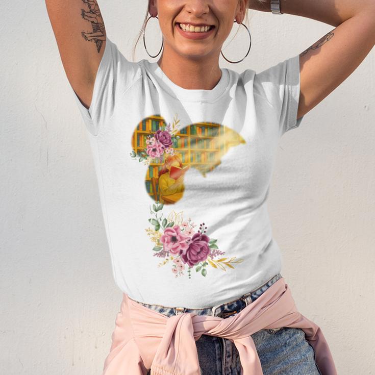 And Into The Library She Goes Book Lover Reading Bookworm Unisex Jersey T-Shirt