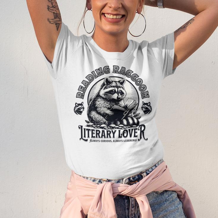 Literary Lover Reading Raccoon Books Premium Unisex Jersey T-Shirt