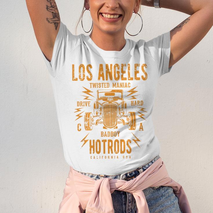 Los Angeles Hotrods Automotive Nostalgia Distressed Premium Tri-Blend Unisex Jersey T-Shirt