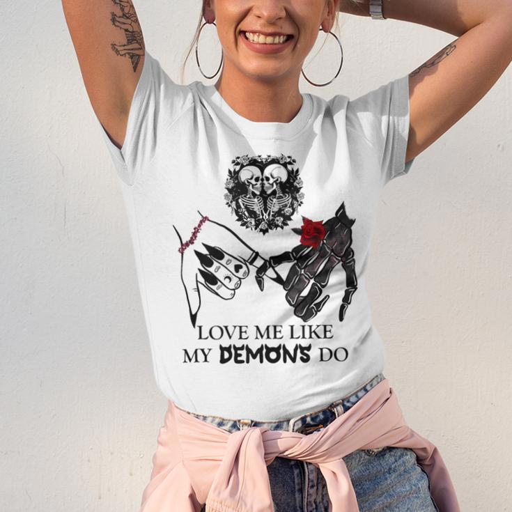 Love Me Like My Demons Do Dark Romance Merch Smutty Book Unisex Jersey T-Shirt