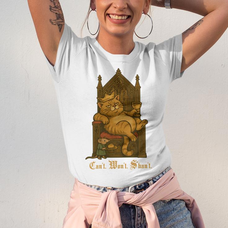 Medieval Cat Sarcastic Queen Lazy King Introvert Kitty Unisex Jersey T-Shirt