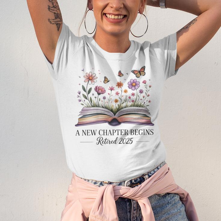 a New Chapter Begins Retired 2025 Floral Book Retirement Unisex Jersey T-Shirt a New Chapter Begins Retired 2025 Floral Book Retirement Unisex Jersey T-Shirt