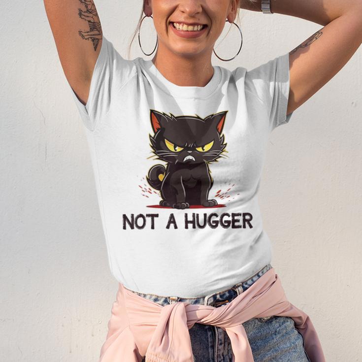 Not A Hugger Tee Angry Cat Sarcastic Cute Introvert Unisex Jersey T-Shirt Not A Hugger Tee Angry Cat Sarcastic Cute Introvert Unisex Jersey T-Shirt
