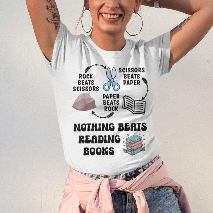 Nothing Beats Reading Rock Paper Scissors Reader Book Lover Unisex Jersey T-Shirt Nothing Beats Reading Rock Paper Scissors Reader Book Lover Unisex Jersey T-Shirt