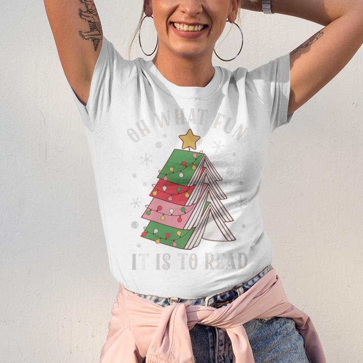 Oh What Fun It Is To Read Book Christmas Tree Premium Tri-Blend Unisex Jersey T-Shirt Oh What Fun It Is To Read Book Christmas Tree Premium Tri-Blend Unisex Jersey T-Shirt
