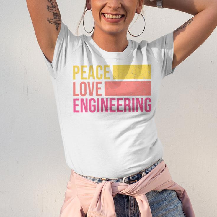 Peace Love Engineering Engineer School Graduation Retro Unisex Jersey T-Shirt