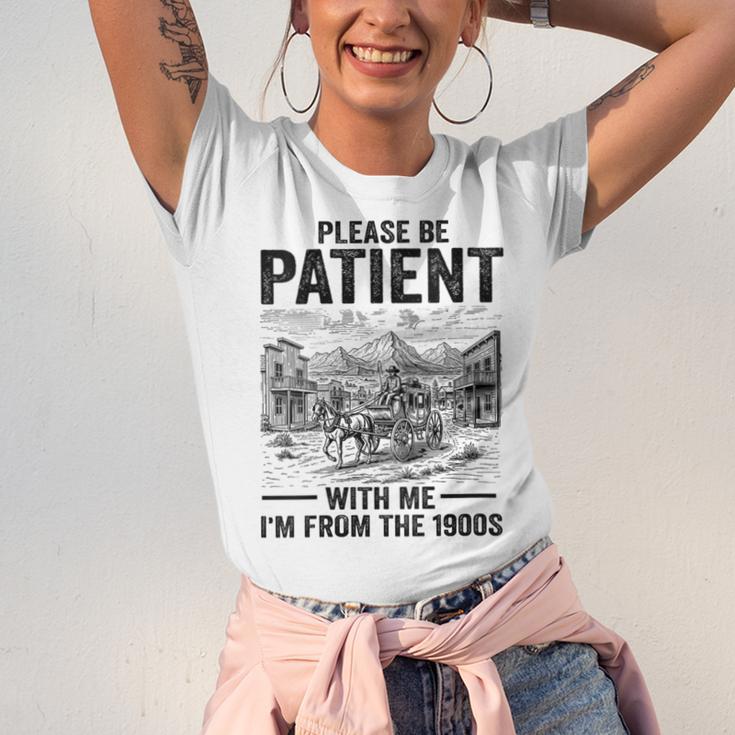 Please Be-Patient With-Me I'm From The 1900s Oregon Trail Unisex Jersey T-Shirt Please Be-Patient With-Me I'm From The 1900s Oregon Trail Unisex Jersey T-Shirt