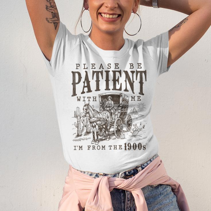Please Be Patient I'm From The 1900s Boomer Meme Print Premium Unisex Jersey T-Shirt