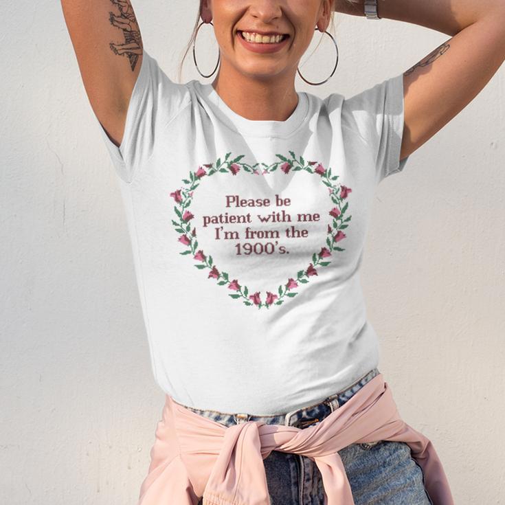 Please Be Patient With Me I'm From The 1900s Florals Vintage Unisex Jersey T-Shirt
