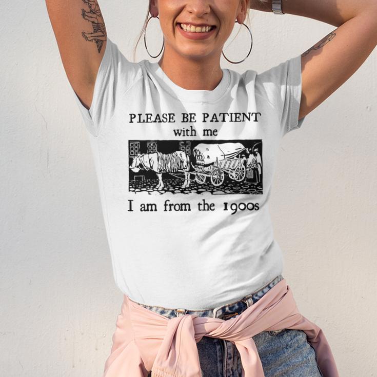 Please Be Patient With Me I'm From The 1900s Vintage Drowing Unisex Jersey T-Shirt
