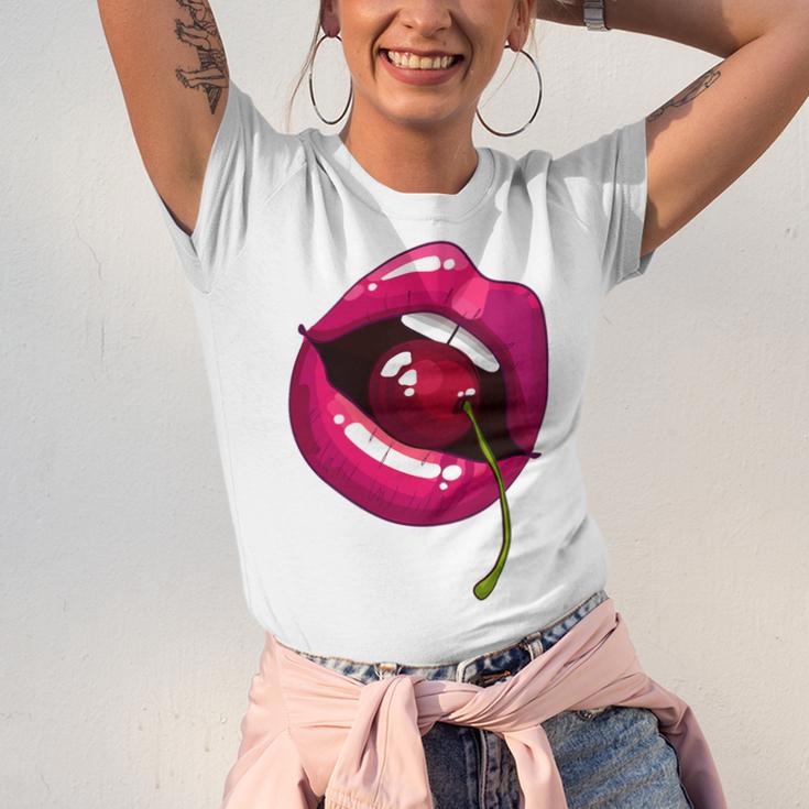 Rainbow Lips With a Cherry In The Mouth 80s Nostalgia Premium Tri-Blend Unisex Jersey T-Shirt Rainbow Lips With a Cherry In The Mouth 80s Nostalgia Premium Tri-Blend Unisex Jersey T-Shirt