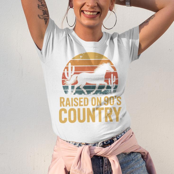 Raised On 90’s Country Horse Retro Nostalgia Western Music Unisex Jersey T-Shirt