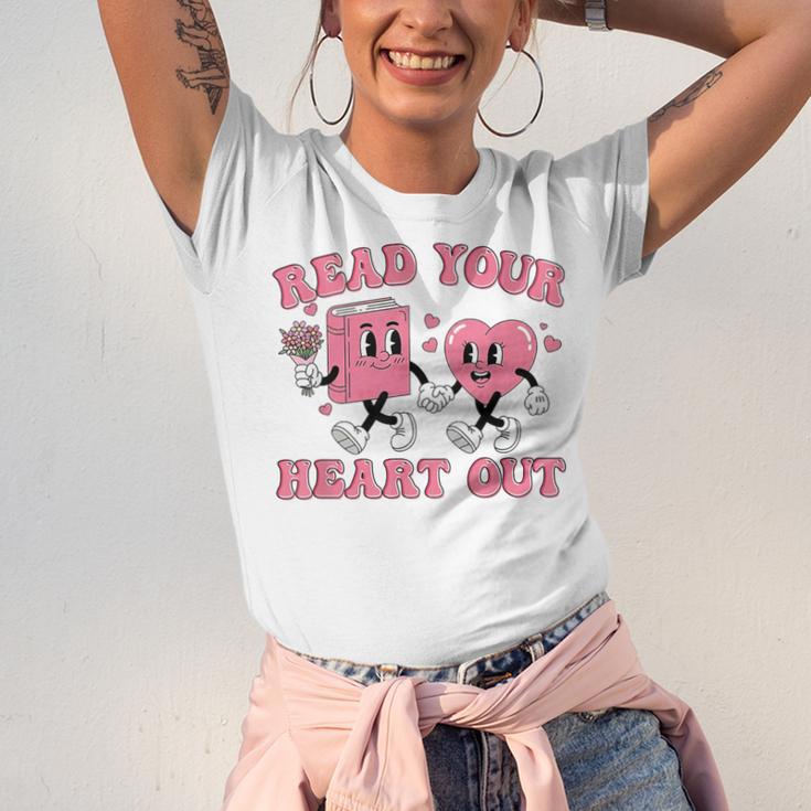 Read You Heart Out Reading Teacher Valentines Day Book Lover Unisex Jersey T-Shirt