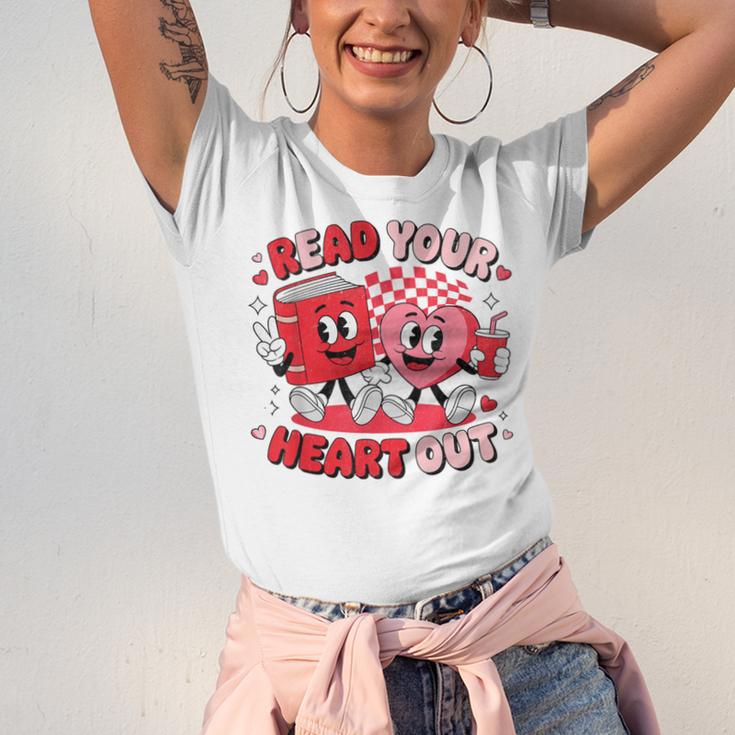 Read Your Heart Out Valentine's Day Retro Teacher Bookish Unisex Jersey T-Shirt Read Your Heart Out Valentine's Day Retro Teacher Bookish Unisex Jersey T-Shirt