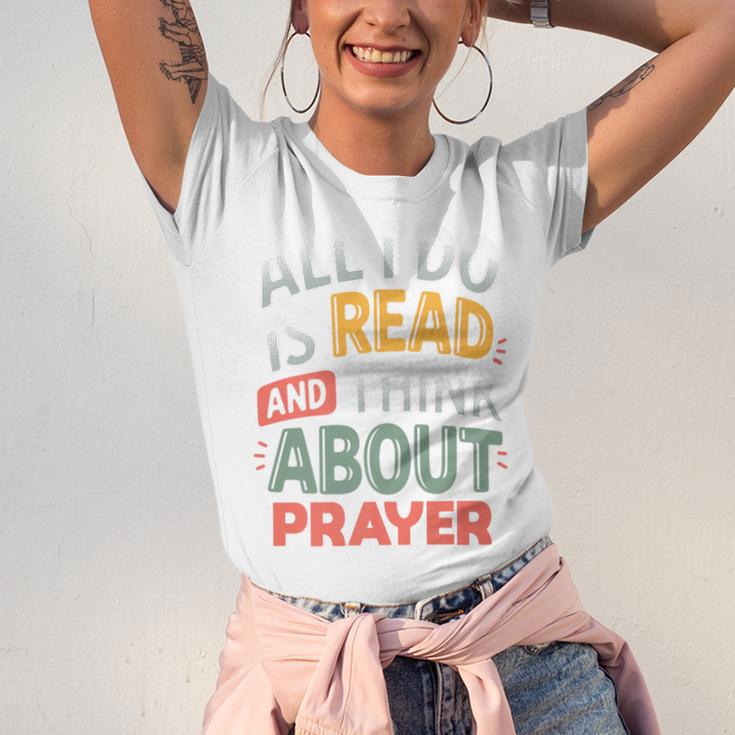 Read And Think About Prayer Faith & Book Lover Premium Unisex Jersey T-Shirt