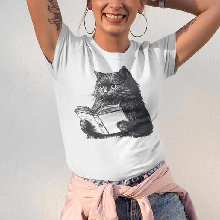 Reading Cat Cat Book Lover Unisex Jersey T-Shirt