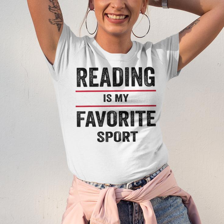 Reading Is My Favorite Sport Book Lover Quote Unisex Jersey T-Shirt