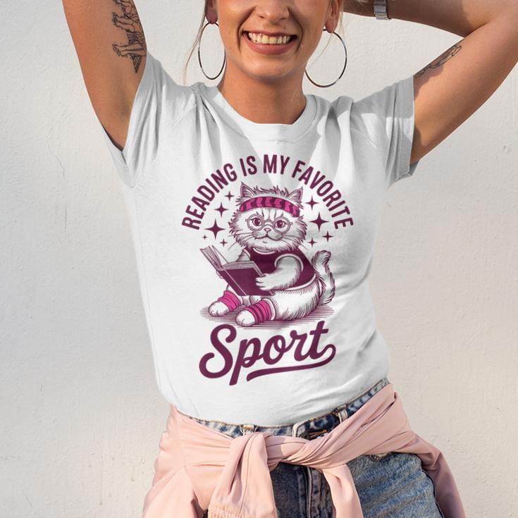 Reading Is My Favorite Sport Cat And Book Lover Women Unisex Jersey T-Shirt Reading Is My Favorite Sport Cat And Book Lover Women Unisex Jersey T-Shirt