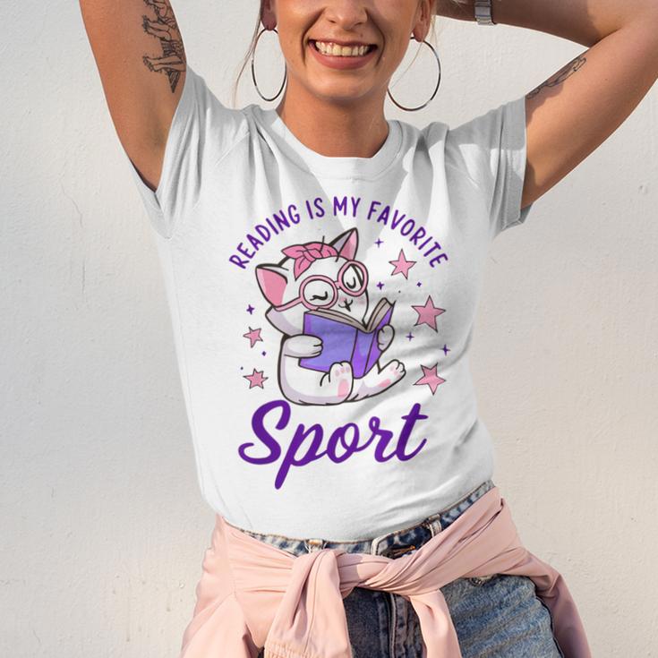 Reading Is My Favorite Sport Saying Quote Book Lovers Unisex Jersey T-Shirt