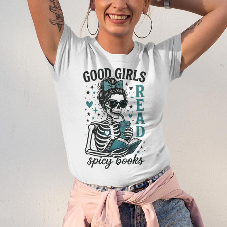 Romance Reader Good Girls Read Spicy Books Halloween Costume Unisex Jersey T-Shirt Romance Reader Good Girls Read Spicy Books Halloween Costume Unisex Jersey T-Shirt