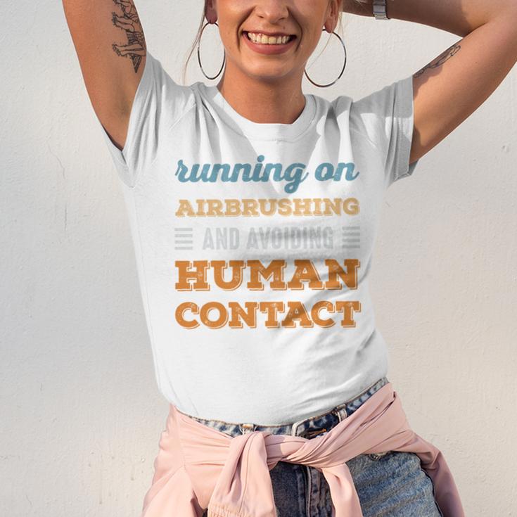 Running On Airbrushing Social Introvert Humor Vintage Unisex Jersey T-Shirt