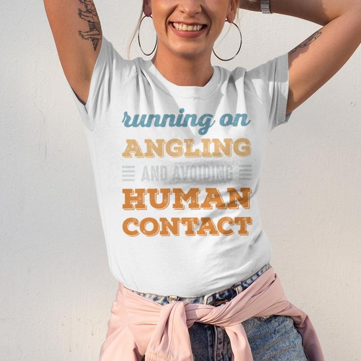 Running On Angling Social Introvert Humor Vintage Unisex Jersey T-Shirt Running On Angling Social Introvert Humor Vintage Unisex Jersey T-Shirt