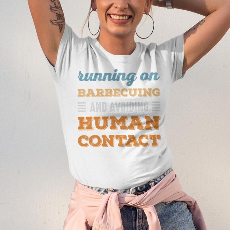 Running On Barbecuing Social Introvert Humor Vintage Unisex Jersey T-Shirt Running On Barbecuing Social Introvert Humor Vintage Unisex Jersey T-Shirt