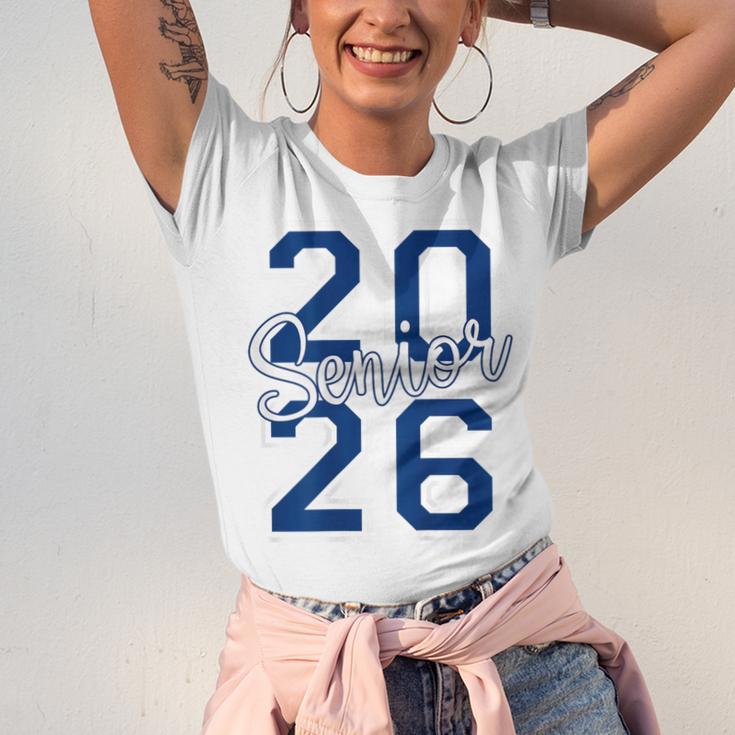 Senior 2026 Graduation Varsity Navy Blue On The Back Unisex Jersey T-Shirt