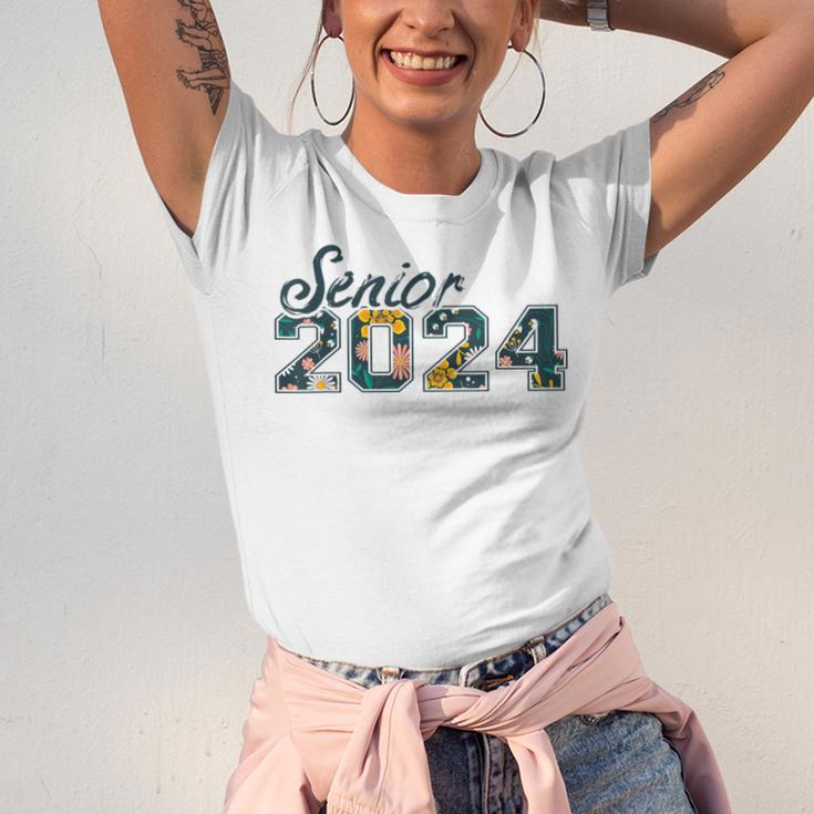 Senior Graduation Class Of 2024 Cute Senior 2024 Flowers Unisex Jersey T-Shirt