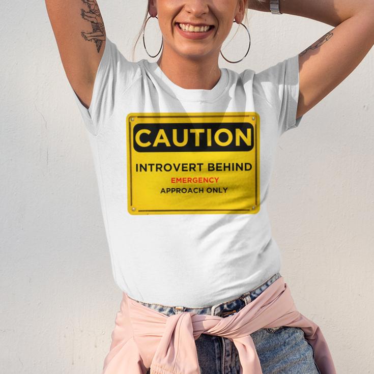 A Simple Yellow Warning Sign For Introvert Unisex Jersey T-Shirt A Simple Yellow Warning Sign For Introvert Unisex Jersey T-Shirt