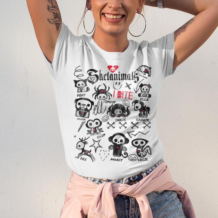 Skelanimals I Bite Vintage Retro Dead Pet Textbook Collage Unisex Jersey T-Shirt